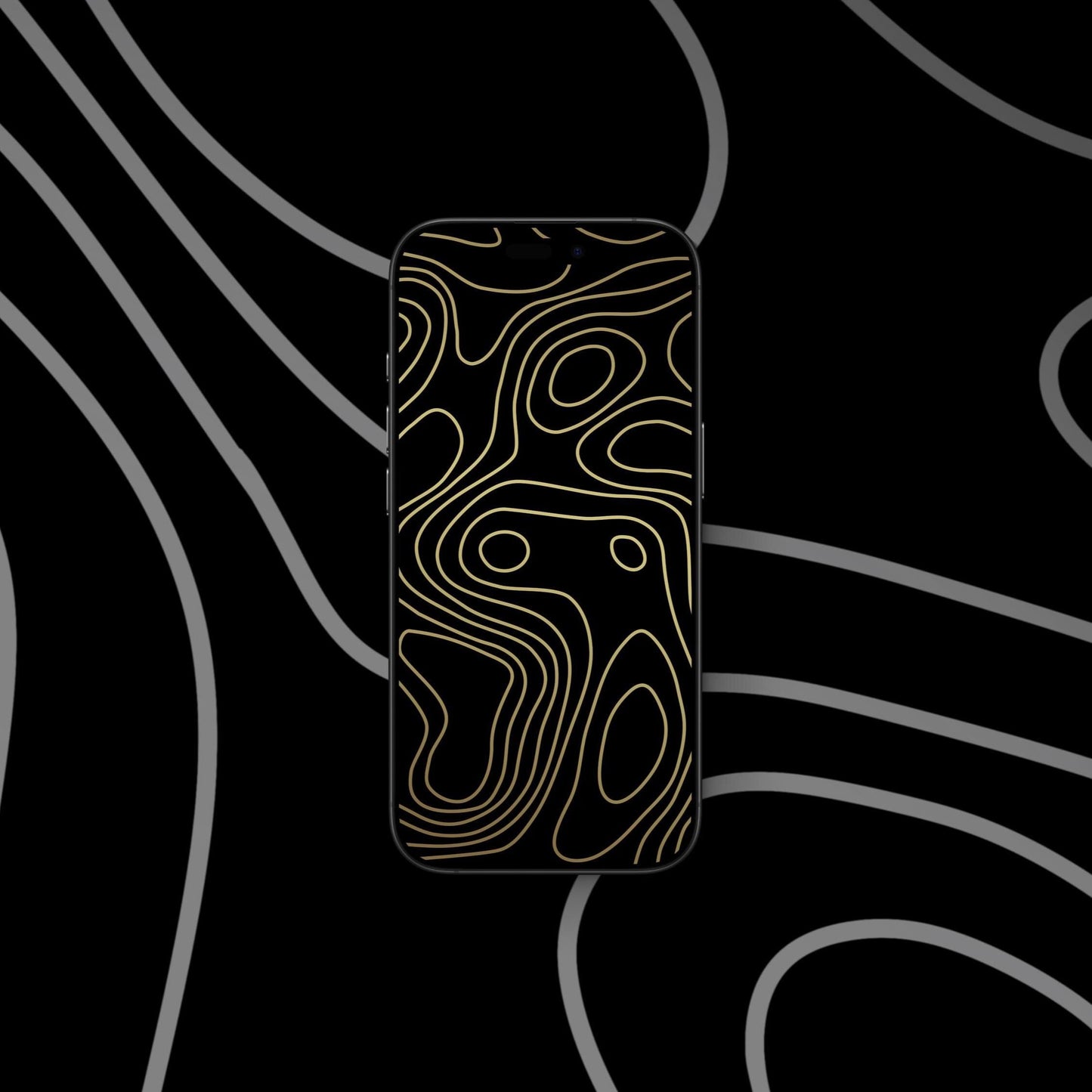 Topography Black and Gold - iPhone Wallpaper