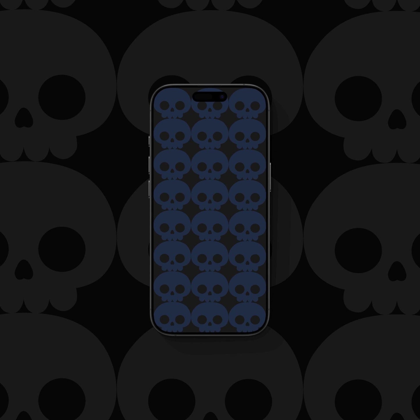 Halloween Skulls Blue - iPhone Wallpaper