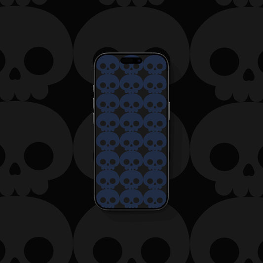 Halloween Skulls Blue - iPhone Wallpaper