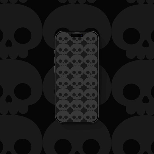 Halloween Skulls Grey - iPhone Wallpaper