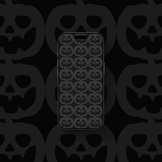 Halloween Pumpkins Grey - iPhone Wallpaper